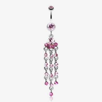 Shimmering Chandelier Belly Ring-Light Pink